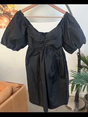 En Saison Black Puff Sleeve Mini Dress